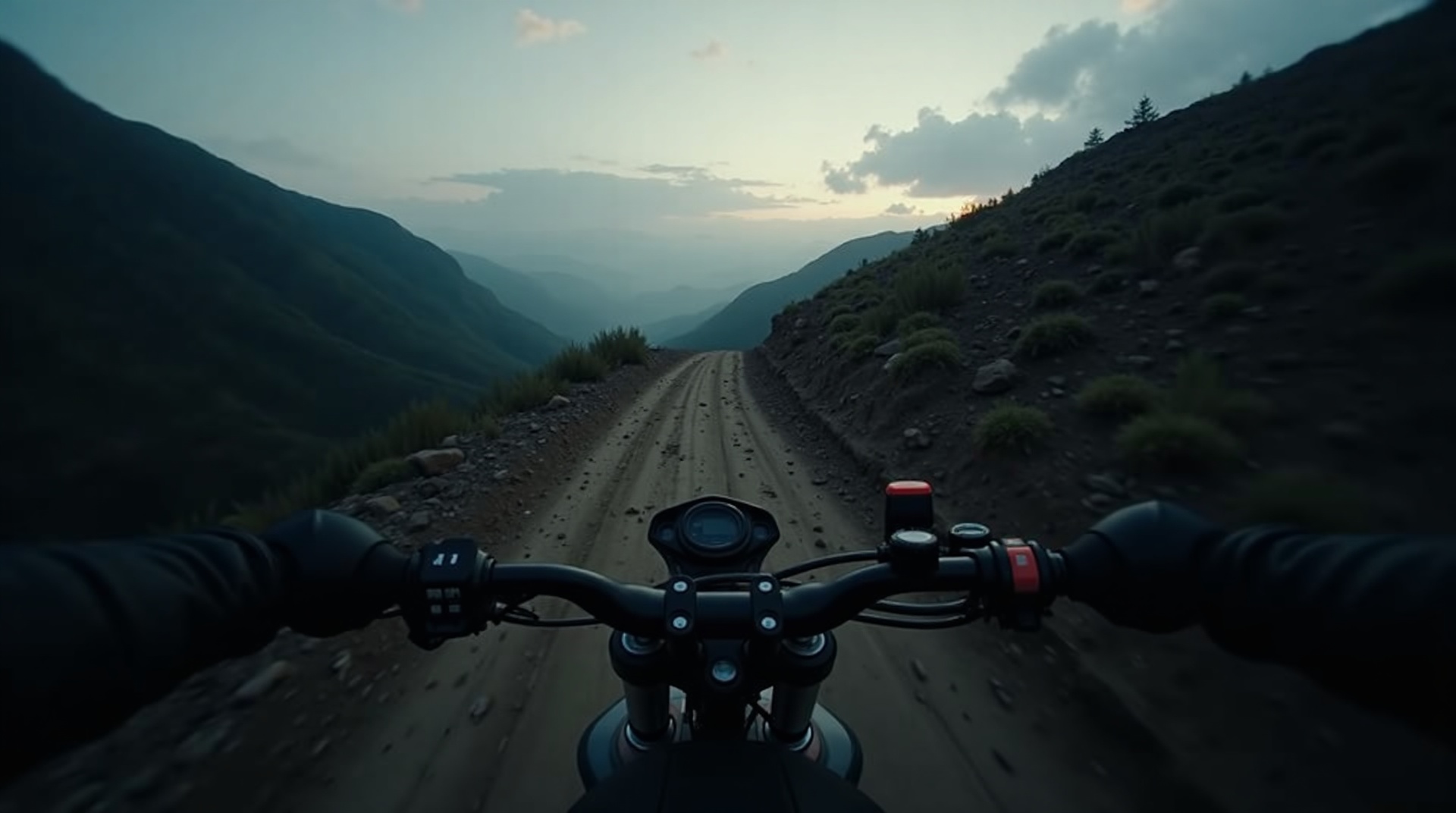 Off-road electric dirt bike riding